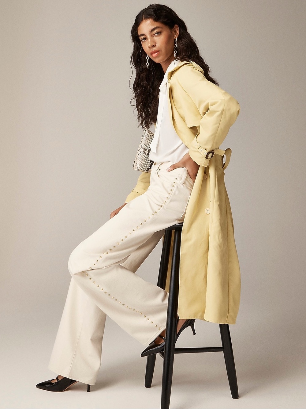 J Crew Studded lower-rise wide-leg jean in 1984 rigid